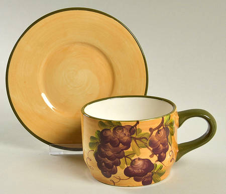 Grape Pattern Flat Cup & Saucer Set