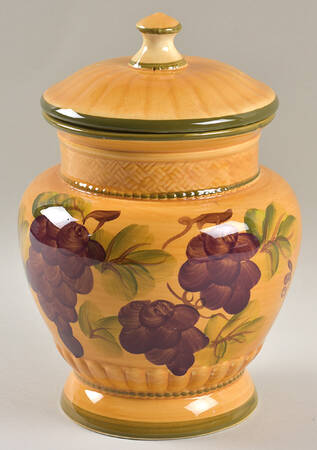 Grape Pattern Large Canister & Lid