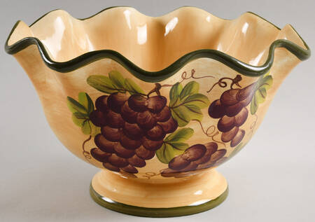 Grape Pattern 11" Large Fruit Bowl