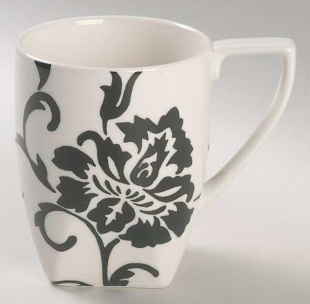 Floral Scroll Black and White Mug