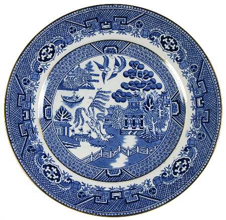Willow Blue (Smooth, Gold Trim) Luncheon Plate