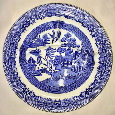 Willow Blue (Smooth, Gold Trim) Grill Plate
