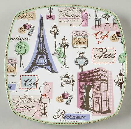 Tres Chic Paris Square Salad Plate