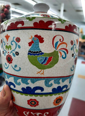 Suzani Rooster Medium Canister & Lid