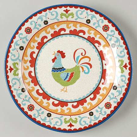 Suzani Rooster Salad Plate