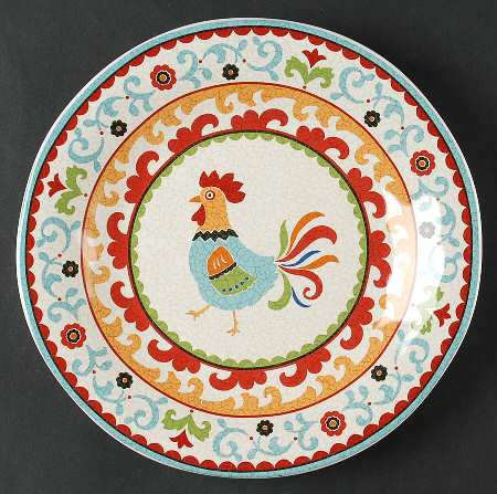 Suzani Rooster Salad Plate