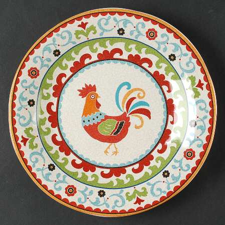 Suzani Rooster Salad Plate