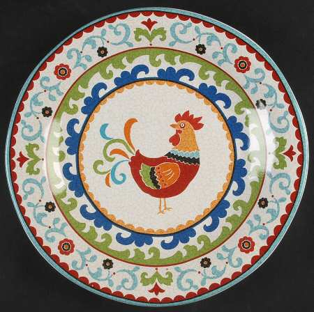 Suzani Rooster Salad Plate by 222 Fifth (PTS)