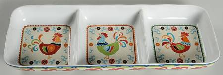 Suzani Rooster 3 Section Server