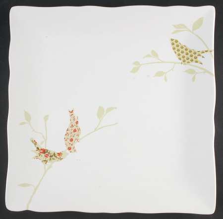 Chintz Birds 12" Square Serving Platter
