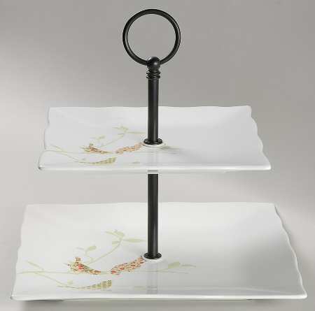 Chintz Birds 2 Tiered Serving Tray (Dinner & Salad Plate)