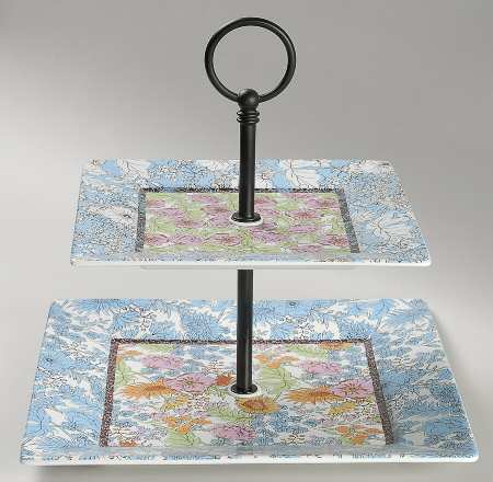 Floral Revelry 2 Tiered Serving Tray (Dinner & Salad Plate)