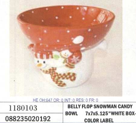 Belly Flop Snowman 7" Candy Bowl
