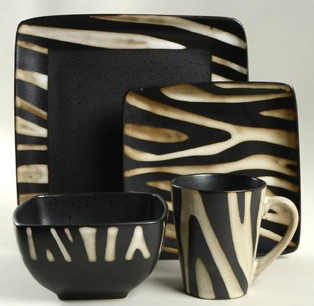 Safari Zebra White 4 Piece Place Setting