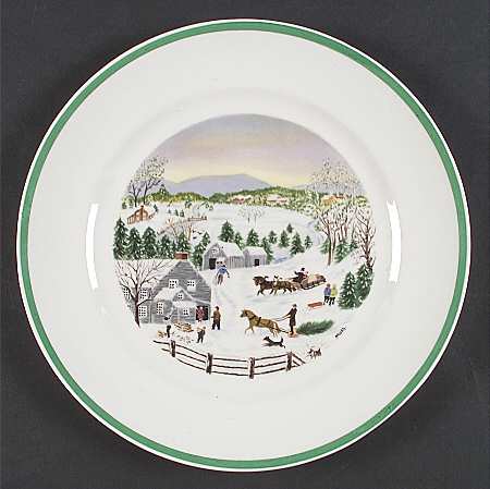 Grandma Moses (Green Band) Dinner Plate
