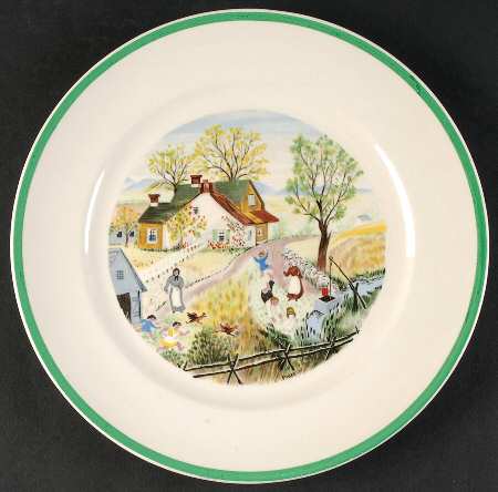 Grandma Moses (Green Band) Dinner Plate