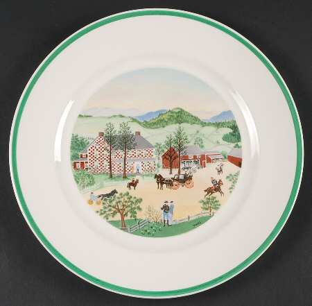 Grandma Moses (Green Band) Dinner Plate
