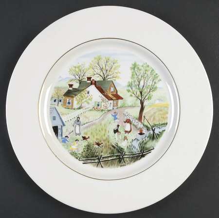 Grandma Moses (Gold Verge) Dinner Plate