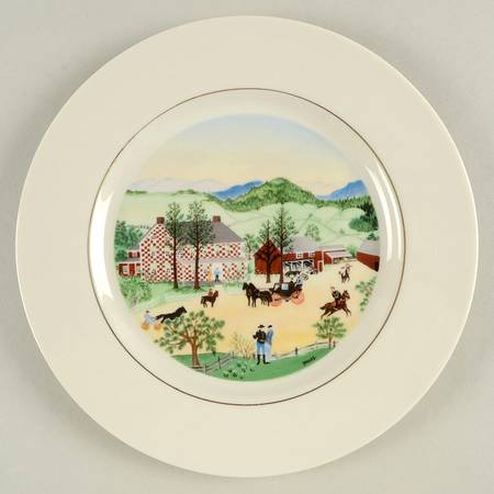 Grandma Moses (Gold Verge) Dinner Plate