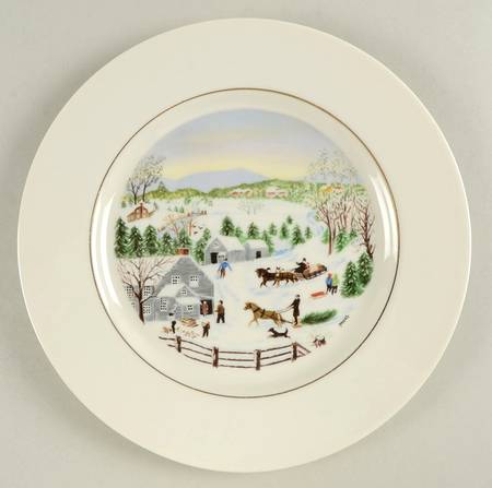 Grandma Moses (Gold Verge) Dinner Plate