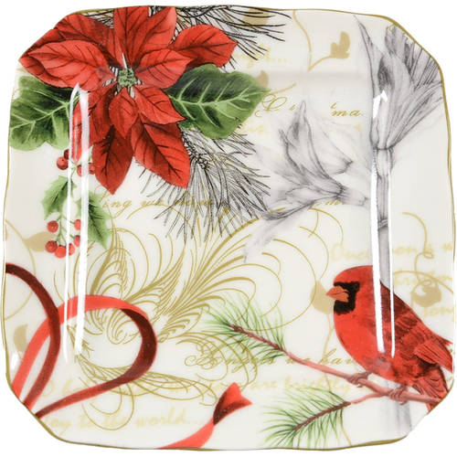 Holiday Wishes Square Appetizer Plate - Set of 4
