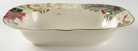 Holiday Wishes 11" Oval Vegetable Bowl