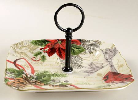 Holiday Wishes Square Serving Plate W/Handle (SPS)