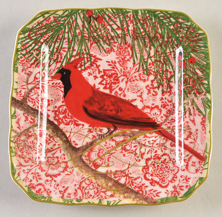Holiday Decoupage Square Appetizer Plate