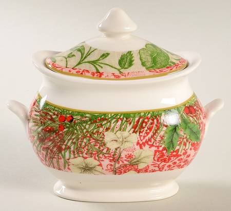 Holiday Decoupage Sugar Bowl & Lid