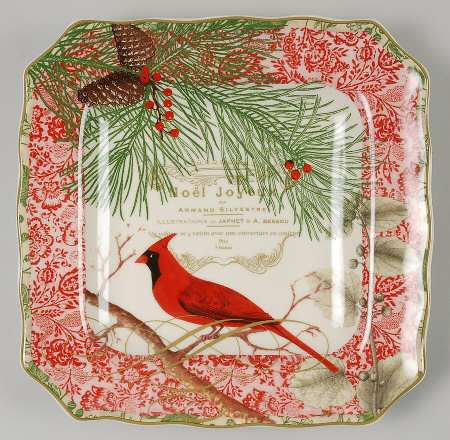 Holiday Decoupage Square Salad Plate