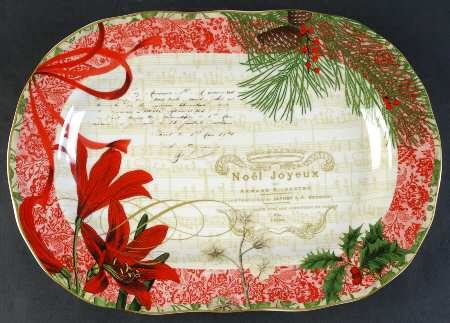 Holiday Decoupage 14" Oval Serving Platter