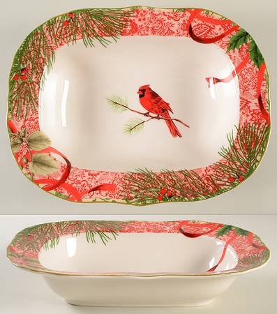 Holiday Decoupage 11" Oval Vegetable Bowl