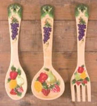 Home Fruit 3 Pc Hanging Wall Utensils (Fork, Spoon & Ladle)