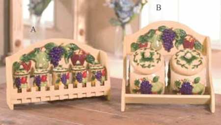 Home Fruit Spice Jar Set with Wood Stand