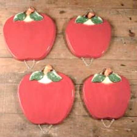 Red Apple (Set/4) Tin Stove Covers-2 8" & 2 10" Round Covers