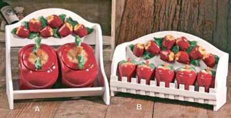 Red Apple Spice Jar Set with Wood Stand