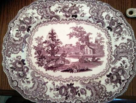 Fountain Scenery Mulberry 18" Oval Serving Platter