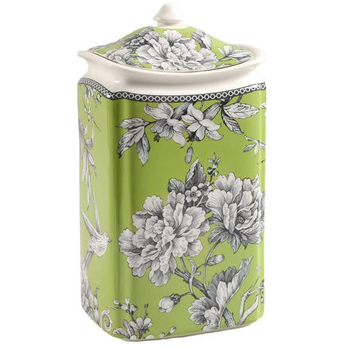 Adelaide Green and White Large Canister & Lid