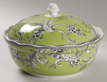 Adelaide Green and White Round Covered Vegetable