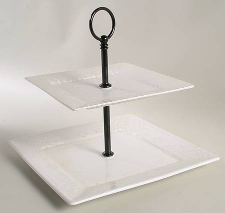Astoria Platinum 2 Tiered Serving Tray (Square Dinner&Salad Plate)
