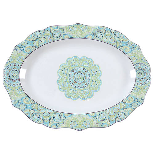 Lyria Teal 14" Oval Serving Platter