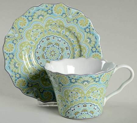 Lyria Teal Flat Cup & Saucer Set