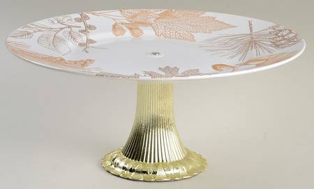 Golden Foliage Cake Stand with 4"-5" Metal Pedestal  Hc