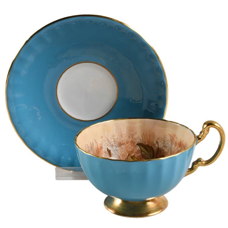 1034 Light Blue Footed Cup & Saucer Set