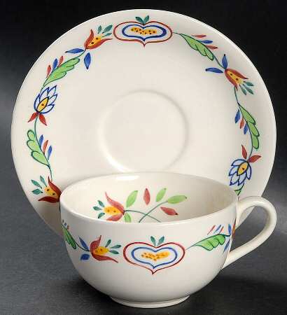 Penryn Off White Flat Cup & Saucer Set