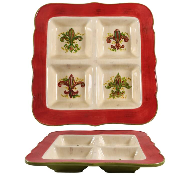Fleur De Lis Holiday 1 Piece 4 Part Square Server by Artimino