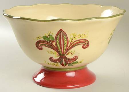 Fleur De Lis Holiday 9" Footed Bowl by Artimino