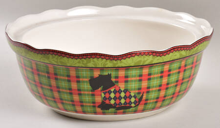 Christmas Scotty Argyle Round Vegetable No Lid