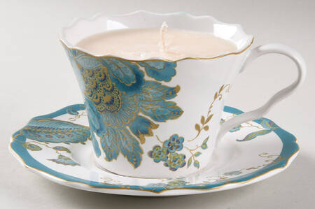 Eliza Teal Scented Cup & Saucer Candle-Lavender  HC