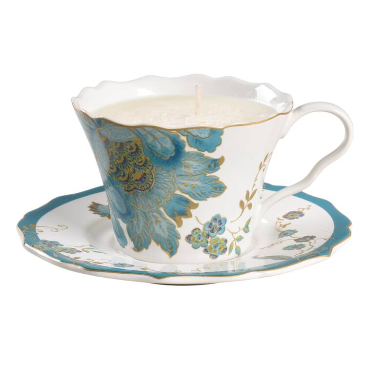 Eliza Teal Scented Cup & Saucer Candle-Vanilla  HC